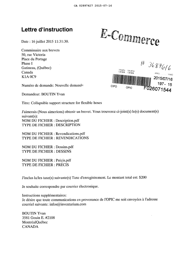 Document de brevet canadien 2897427. CQ Images - Digitalisation 20150716. Image 1 de 3