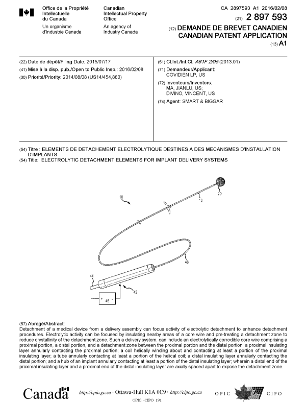 Document de brevet canadien 2897593. Page couverture 20151211. Image 1 de 1