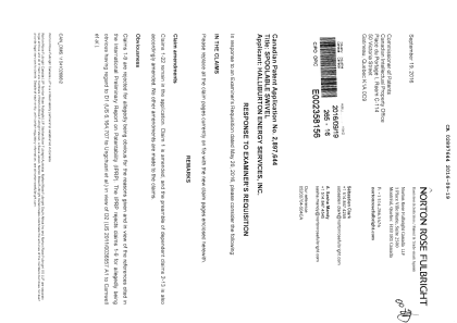 Document de brevet canadien 2897644. Modification 20151219. Image 1 de 12