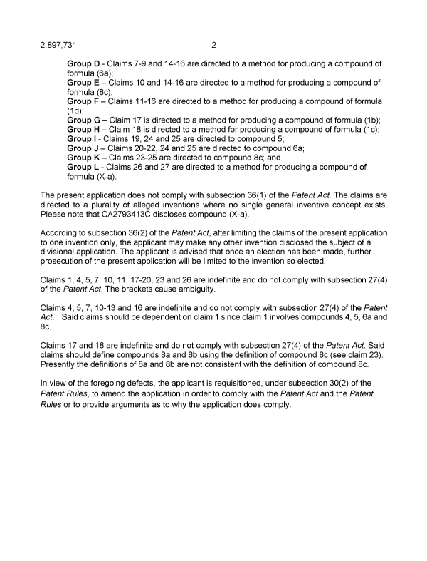 Document de brevet canadien 2897731. R30(2) Requête de l'examinateur 20151229. Image 2 de 4