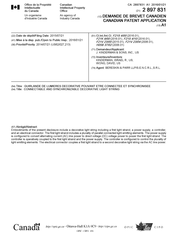 Canadian Patent Document 2897831. Cover Page 20151201. Image 1 of 1