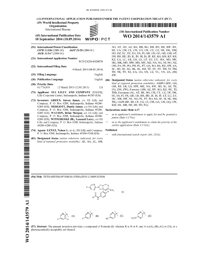 Document de brevet canadien 2898500. Abrégé 20171031. Image 1 de 1