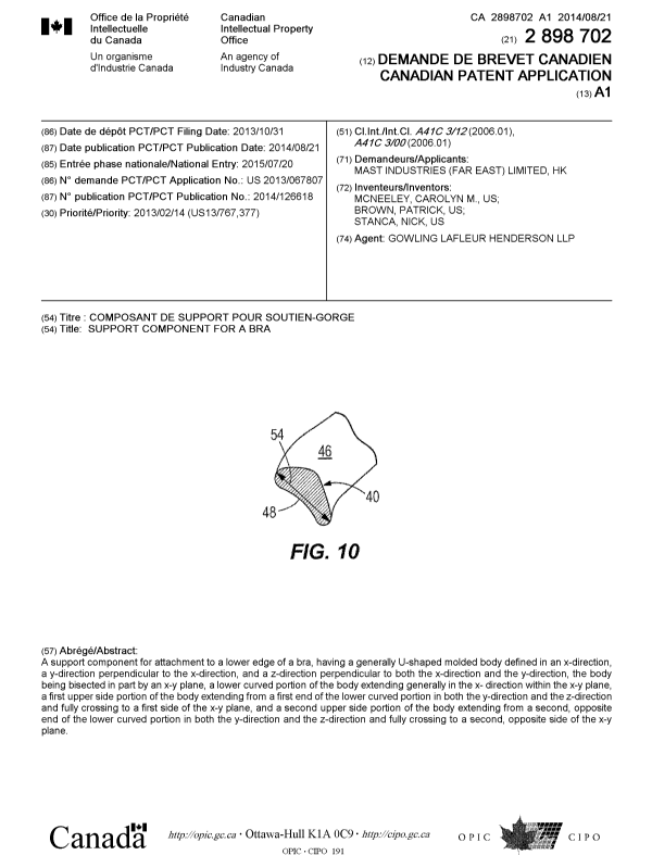Document de brevet canadien 2898702. Page couverture 20141212. Image 1 de 1