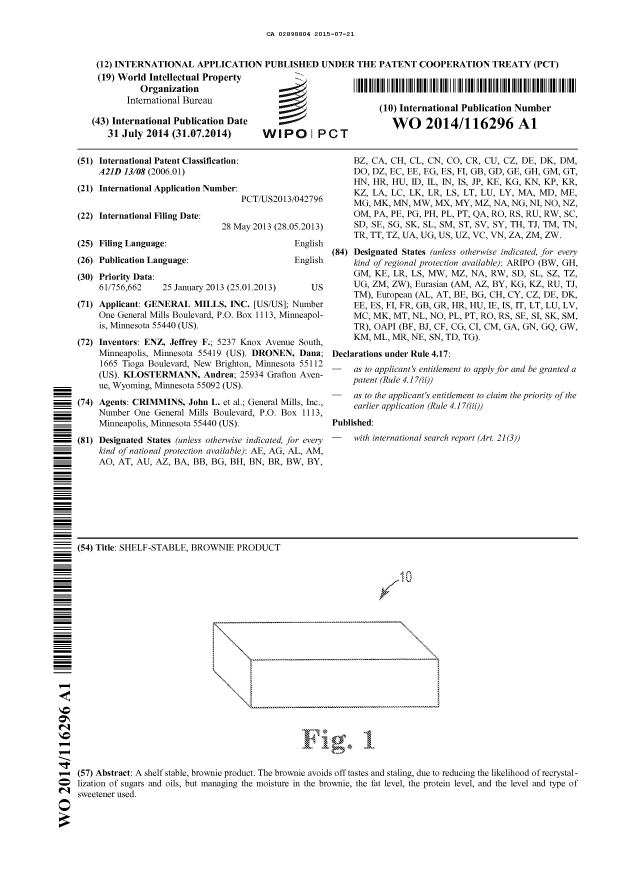 Document de brevet canadien 2898804. Abrégé 20150721. Image 1 de 1