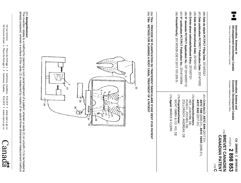 Document de brevet canadien 2898853. Page couverture 20190103. Image 1 de 2