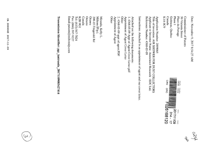 Document de brevet canadien 2899065. Correspondance 20161209. Image 1 de 3