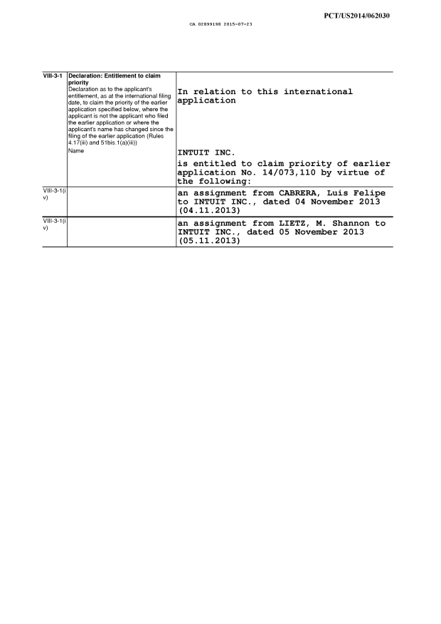 Document de brevet canadien 2899198. PCT 20141223. Image 1 de 2