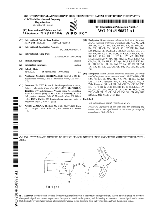 Document de brevet canadien 2902196. Abrégé 20150821. Image 1 de 1