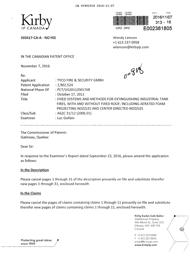 Canadian Patent Document 2902524. Amendment 20151207. Image 1 of 37