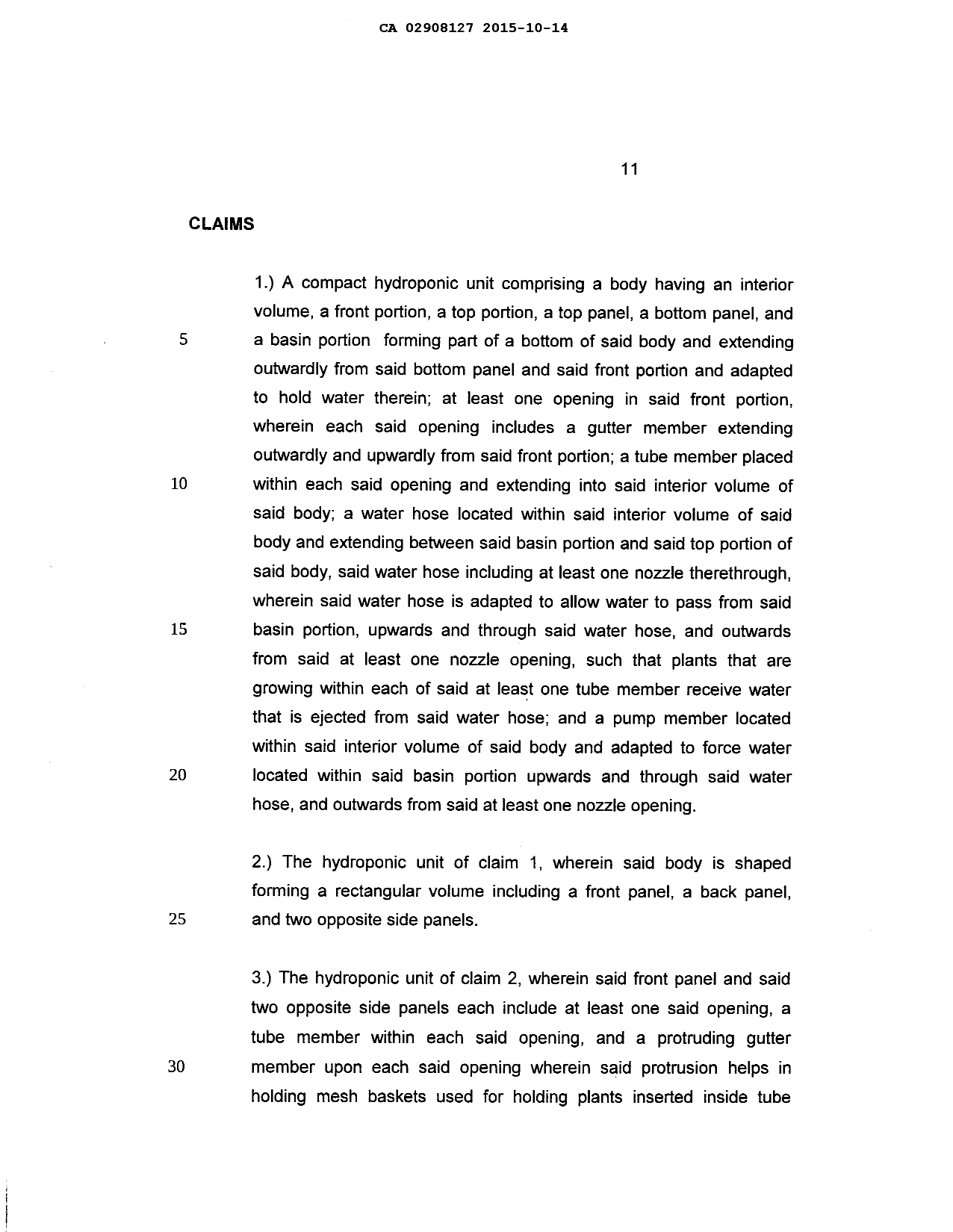 Document de brevet canadien 2908127. Revendications 20141214. Image 1 de 3