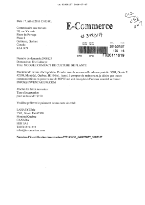 Document de brevet canadien 2908127. Correspondance 20151207. Image 1 de 1