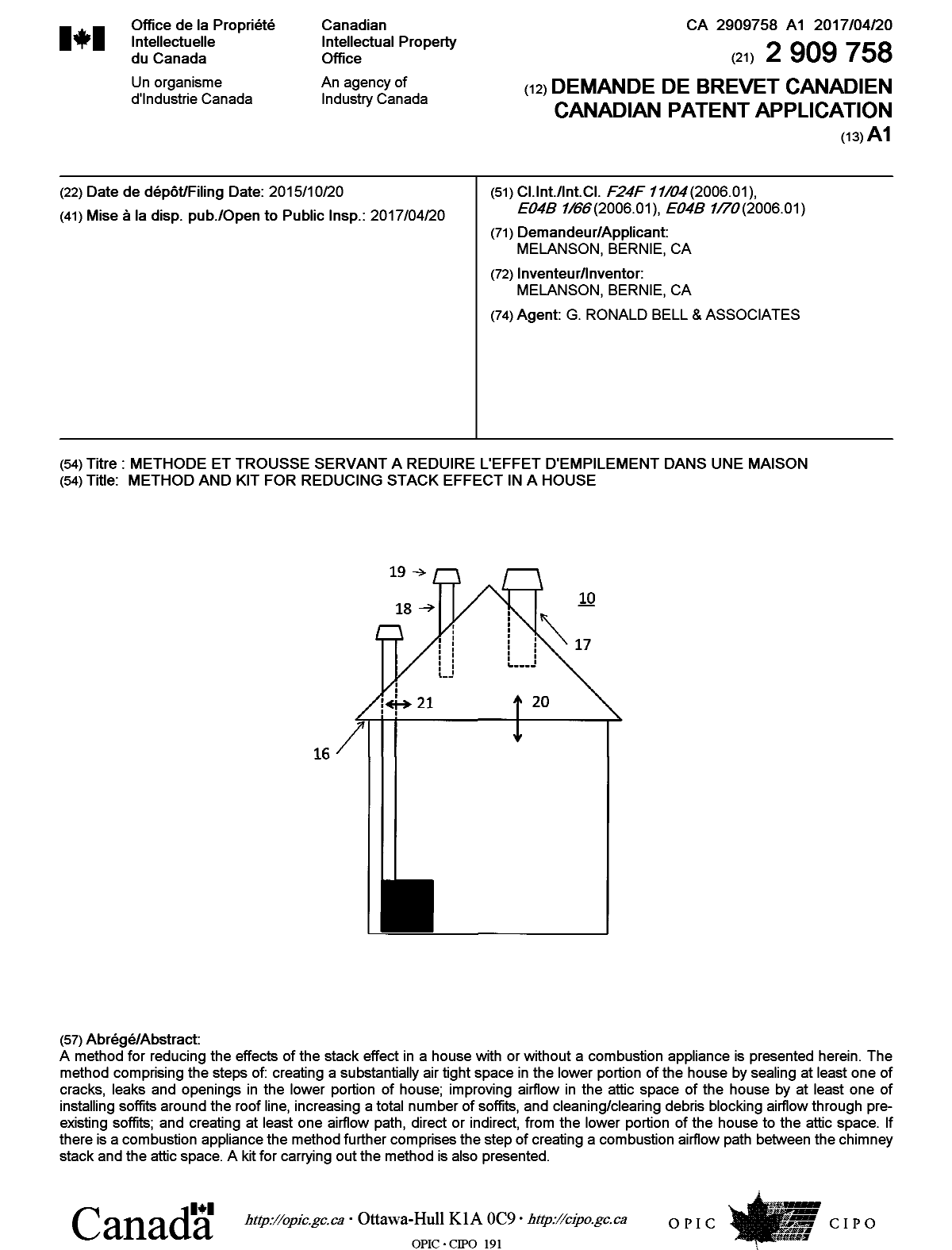 Document de brevet canadien 2909758. Page couverture 20170314. Image 1 de 1