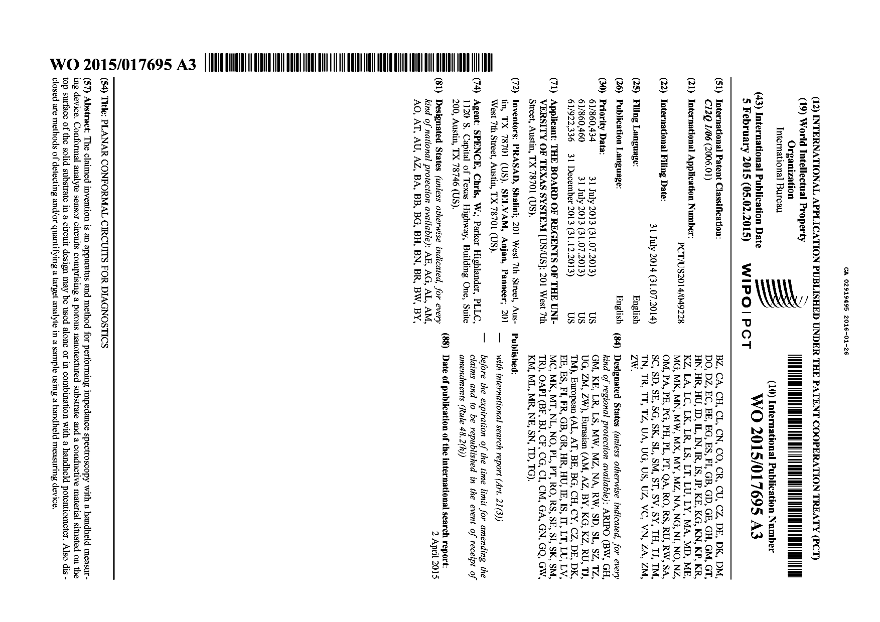 Document de brevet canadien 2919495. Abrégé 20151226. Image 1 de 1