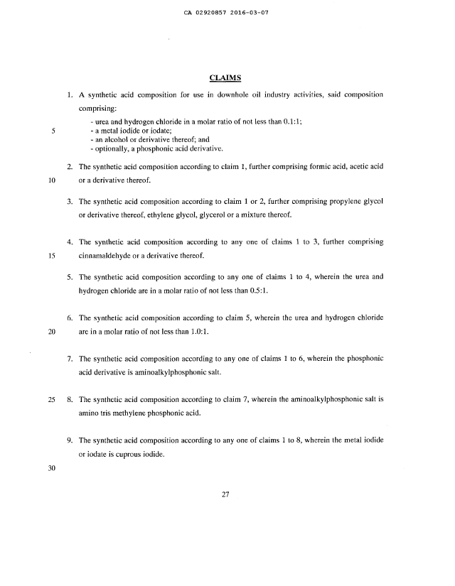 Document de brevet canadien 2920857. Revendications 20151207. Image 1 de 6