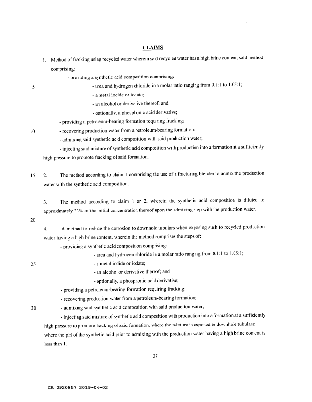 Document de brevet canadien 2920857. Revendications 20190402. Image 1 de 1