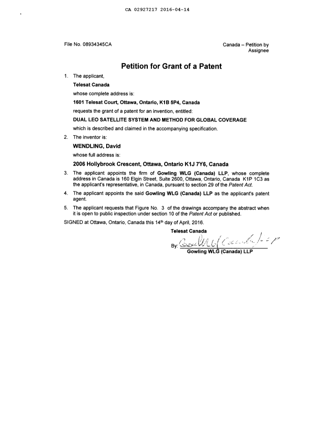 Document de brevet canadien 2927217. Nouvelle demande 20151214. Image 3 de 4