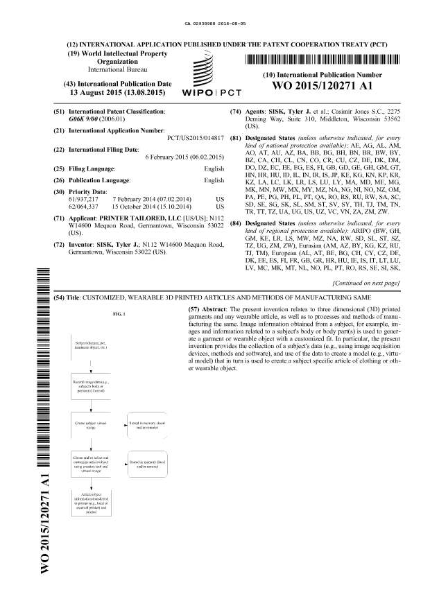 Document de brevet canadien 2938980. Abrégé 20151205. Image 1 de 2