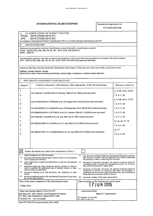 Document de brevet canadien 2941382. Rapport de recherche internationale 20151231. Image 1 de 3