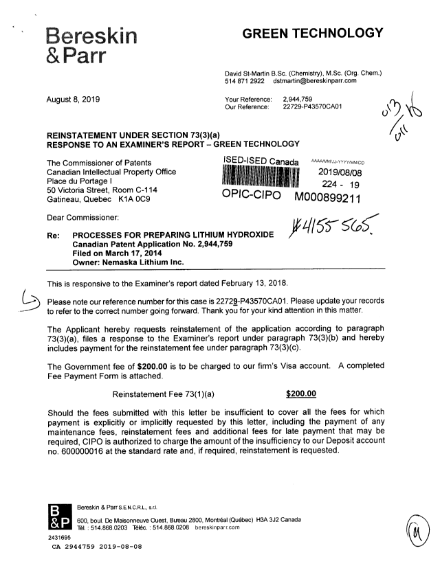 Canadian Patent Document 2944759. Prosecution-Amendment 20181208. Image 1 of 9