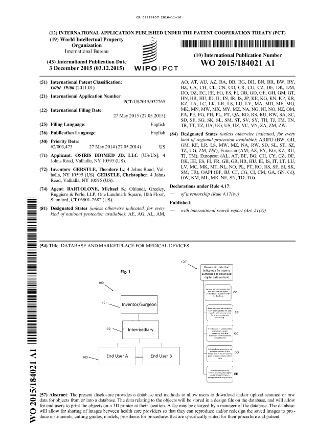 Document de brevet canadien 2949457. Abrégé 20161116. Image 1 de 1