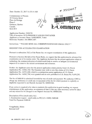 Document de brevet canadien 2950270. Ordonnance spéciale 20171025. Image 1 de 2
