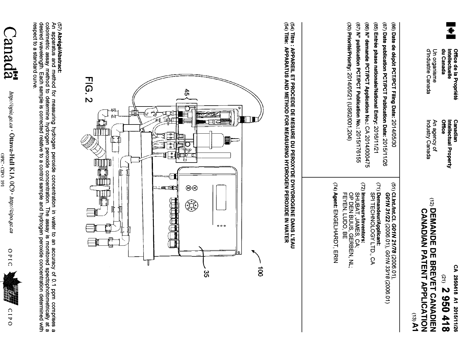 Canadian Patent Document 2950418. Cover Page 20151216. Image 1 of 1