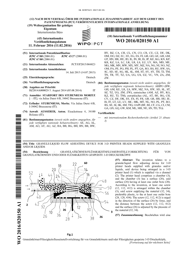 Document de brevet canadien 2957123. Modification - Abrégé 20161201. Image 1 de 2
