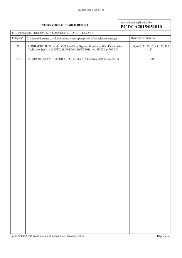 Document de brevet canadien 2962292. Rapport de recherche internationale 20170323. Image 2 de 3