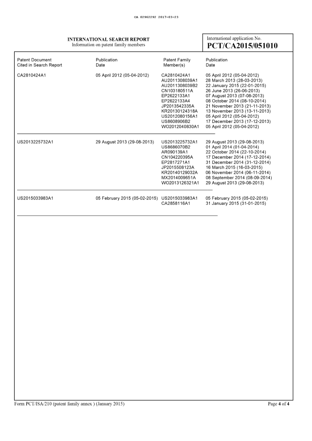 Document de brevet canadien 2962292. Rapport de recherche internationale 20170323. Image 3 de 3