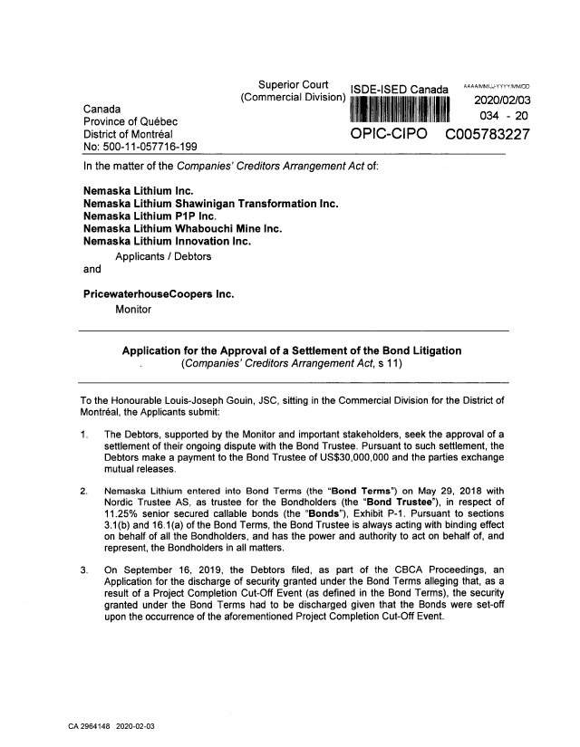 Document de brevet canadien 2964148. Correspondance reliée aux formalités 20200203. Image 1 de 153
