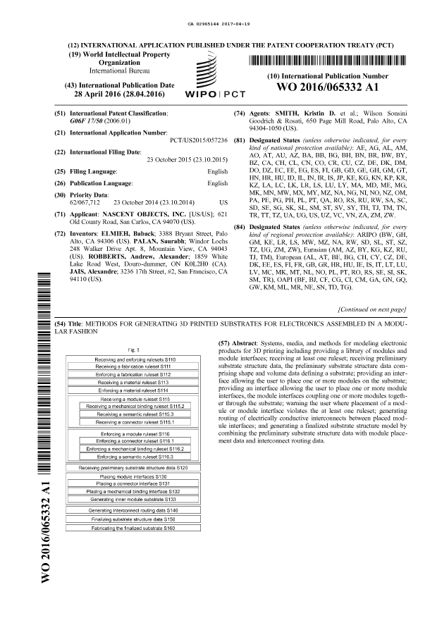 Document de brevet canadien 2965144. Abrégé 20170419. Image 1 de 2