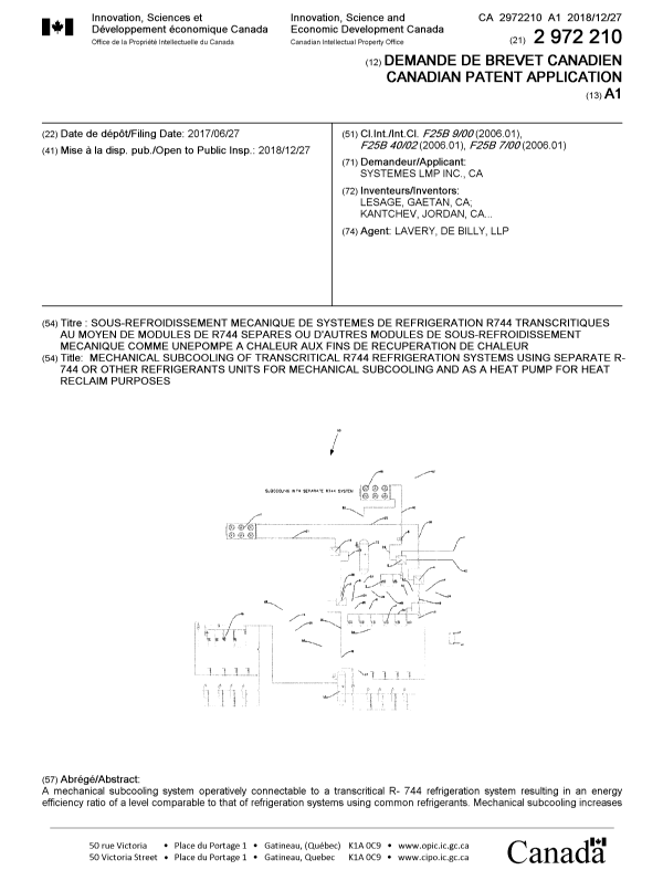 Canadian Patent Document 2972210. Cover Page 20171221. Image 1 of 2