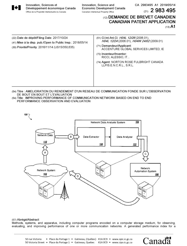 Document de brevet canadien 2983495. Page couverture 20180406. Image 1 de 2