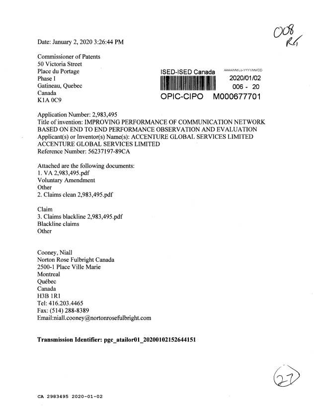 Document de brevet canadien 2983495. Modification 20200102. Image 1 de 27