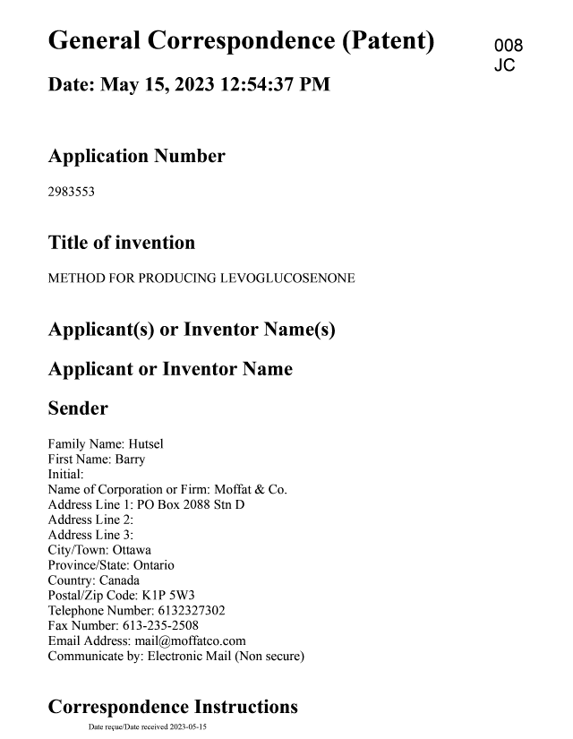 Document de brevet canadien 2983553. Modification 20230515. Image 1 de 6