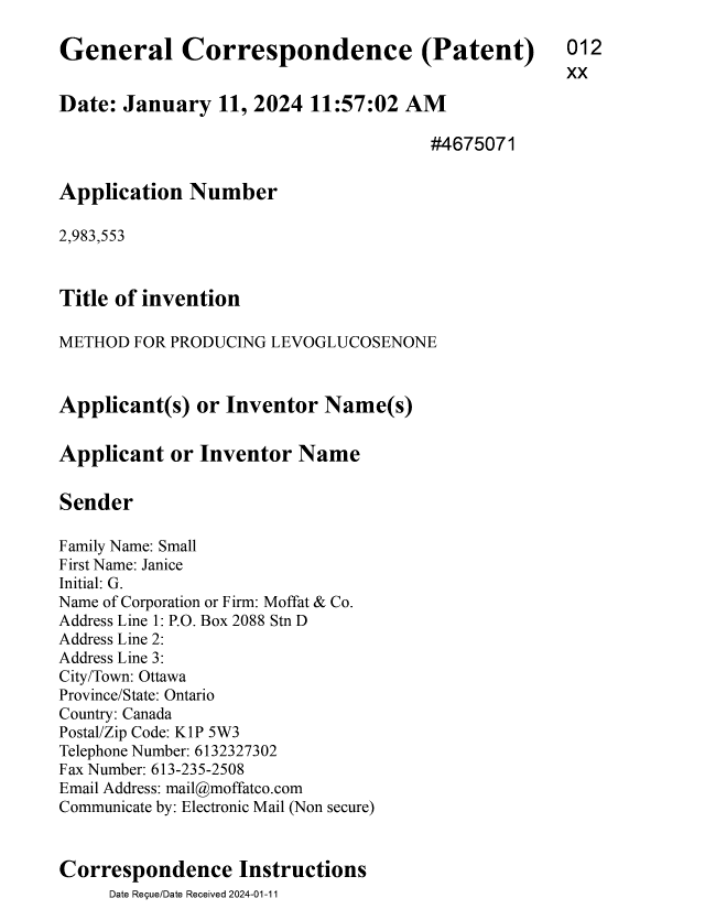 Document de brevet canadien 2983553. Taxe finale 20240111. Image 1 de 5