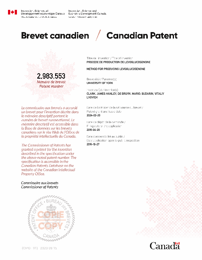 Document de brevet canadien 2983553. Certificat électronique d'octroi 20240220. Image 1 de 1