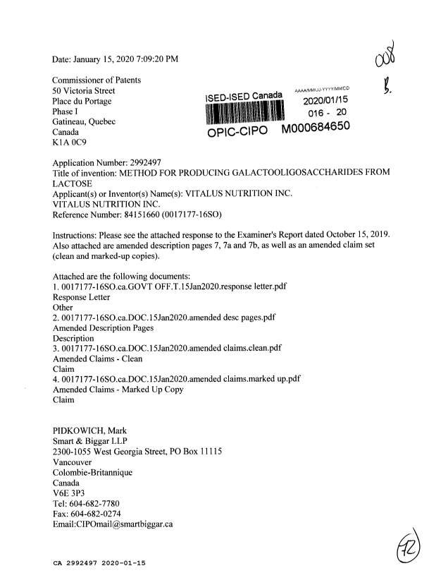 Document de brevet canadien 2992497. Modification 20200115. Image 1 de 72