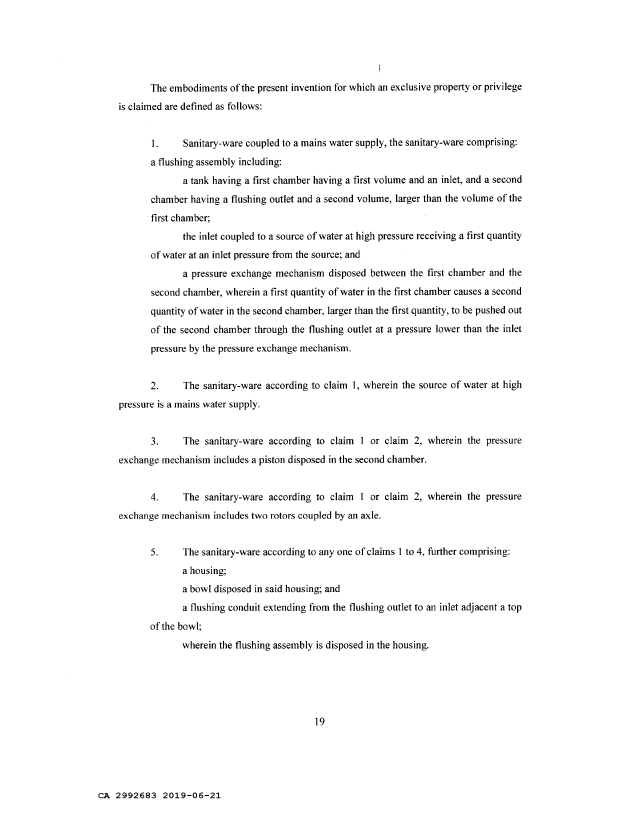 Document de brevet canadien 2992683. Revendications 20190621. Image 1 de 4
