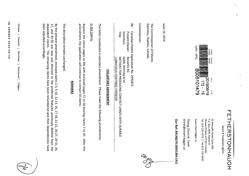 Canadian Patent Document 2992823. Amendment 20190619. Image 1 of 26
