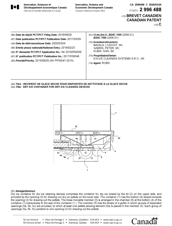 Document de brevet canadien 2996488. Page couverture 20200304. Image 1 de 1