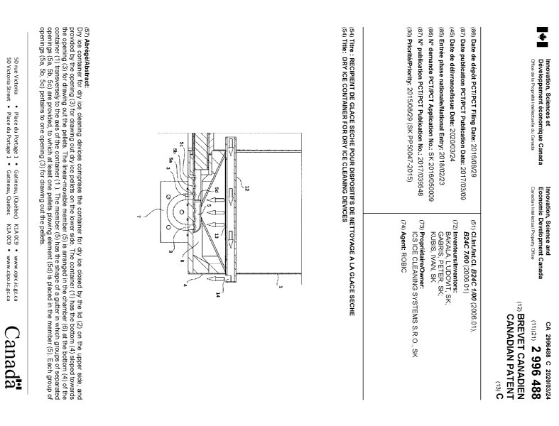 Canadian Patent Document 2996488. Cover Page 20200304. Image 1 of 1