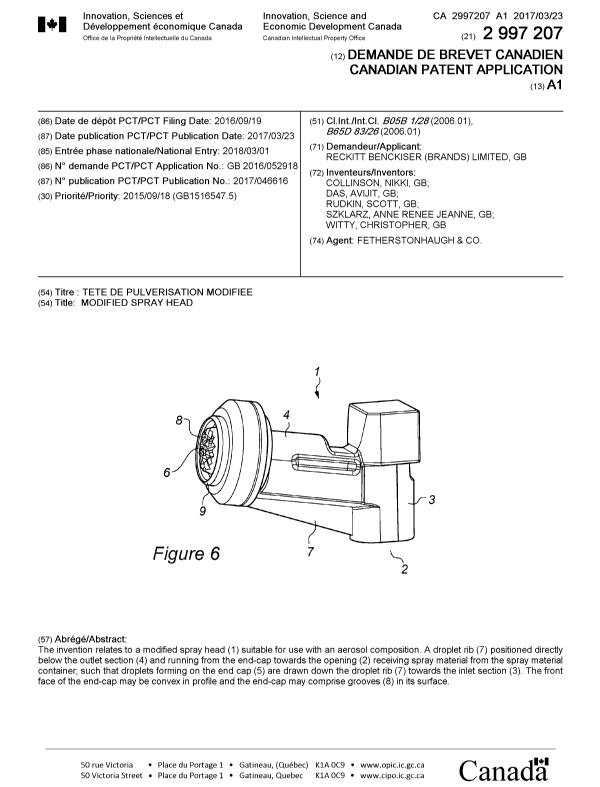 Document de brevet canadien 2997207. Page couverture 20180522. Image 1 de 1