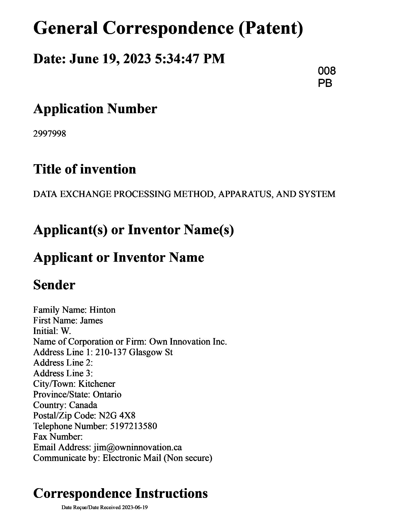Canadian Patent Document 2997998. Amendment 20230619. Image 1 of 33