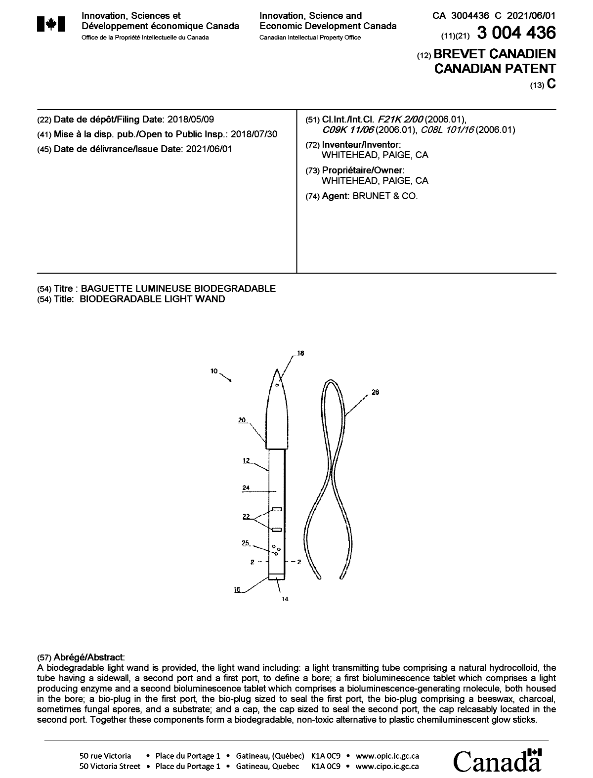 Canadian Patent Document 3004436. Cover Page 20210517. Image 1 of 1