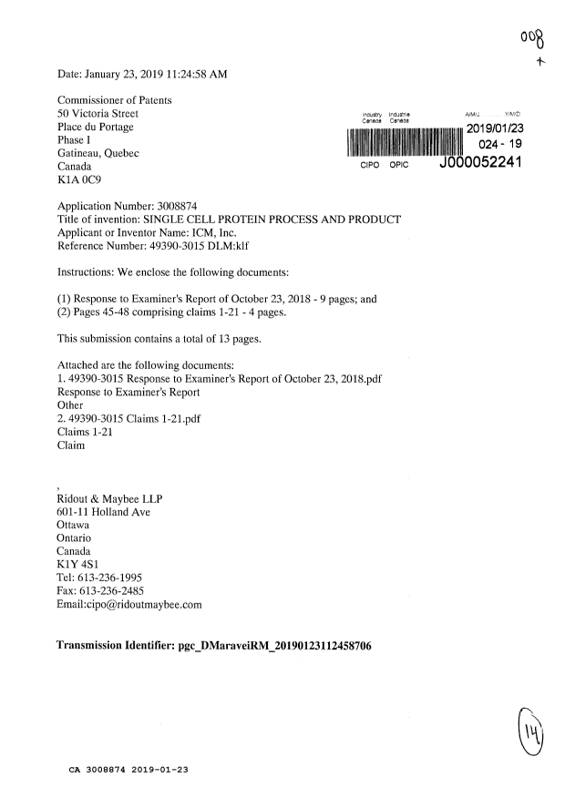 Canadian Patent Document 3008874. Amendment 20181223. Image 1 of 14