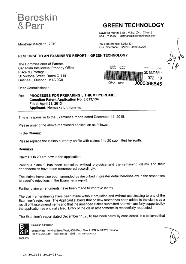 Canadian Patent Document 3013134. Amendment 20181211. Image 1 of 8