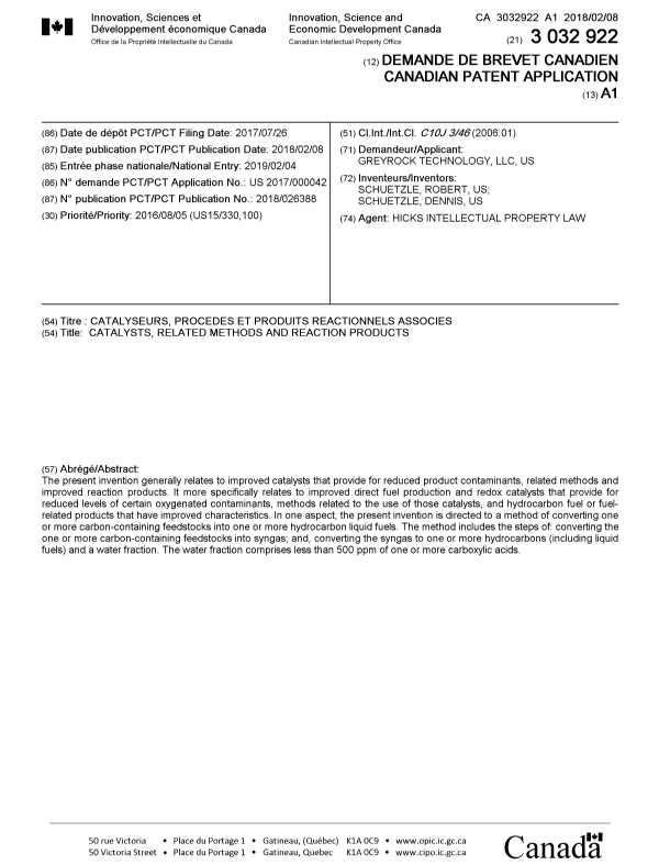 Document de brevet canadien 3032922. Page couverture 20190219. Image 1 de 1