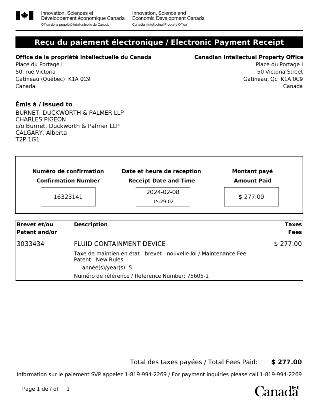 Document de brevet canadien 3033434. Paiement de taxe périodique 20240208. Image 1 de 1