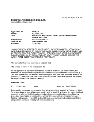 Document de brevet canadien 3039179. R30(2) Requête de l'examinateur 20181210. Image 1 de 4